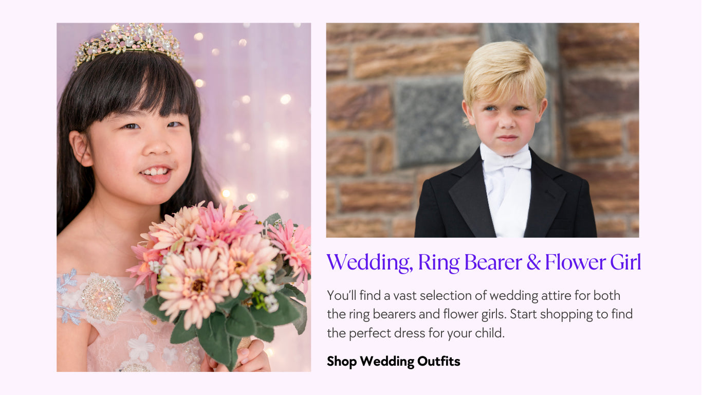 wedding ring bearer and flower girl - find a vast selection of wedding attire for both the ring bearers and flower girls. Start shopping to find the perfect dress for your child.